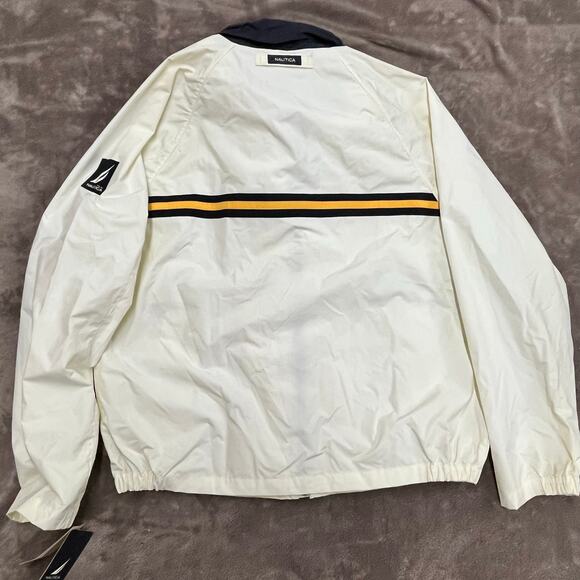 Vintage 90s Nautica Mens XL Sailing Windbreaker Raincoat NS-83 Hooded White - Picture 4 of 15